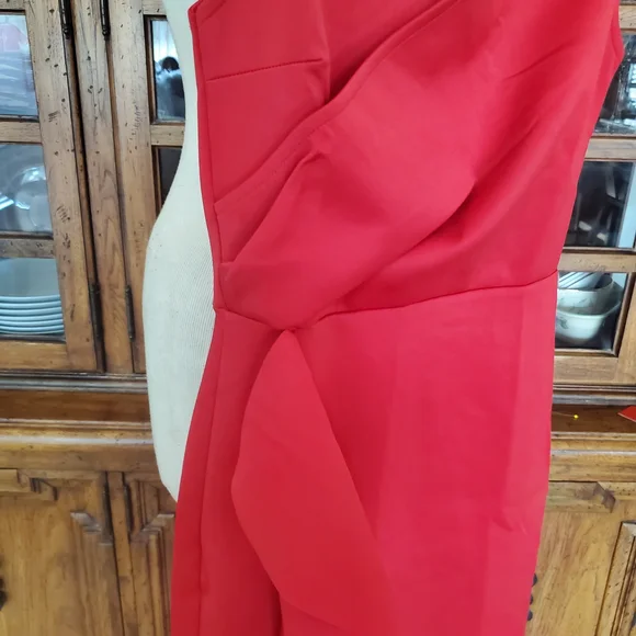 Sleeveless V-Neck Red Ruffle Midi Dress - Picture 7 of 10